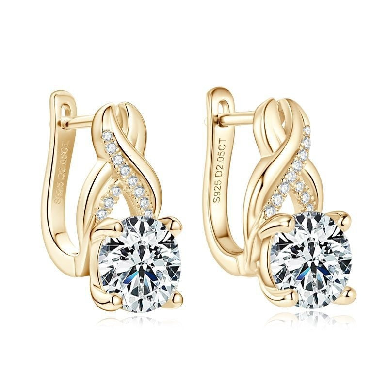 Twist Drop 4 Carat Moissanite Diamond Earrings set in Platinum Plated 925 Silver (GRA)