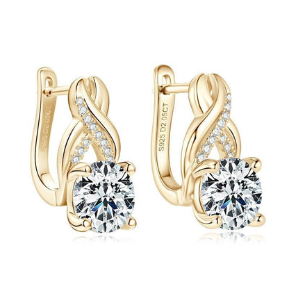 European Twist Drop 4 Carat Moissanite Earrings set in Platinum Plated 925 Silver (GRA) Capella Reya pic 6