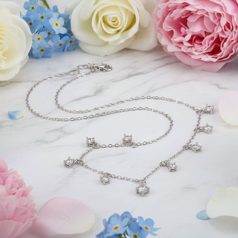 Classic French Tassel Designed 1.1 Carat Moissanite Diamond Necklace set in 925 Silver (GRA)