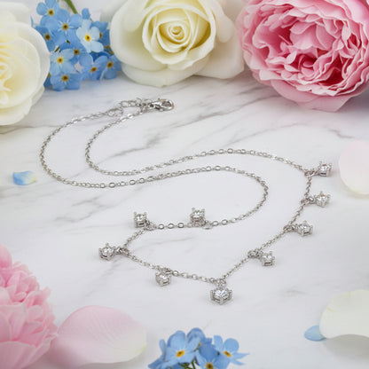 Classic French Tassel 1.1 Carat Moissanite Necklace set in Platinum Plated 925 Silver (GRA) Capella Jewellery