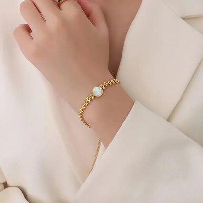 European Design Fashionable Heart-Shaped Shell & Flowers Bracelet set in 18K Gold Plating Capella Jewellery