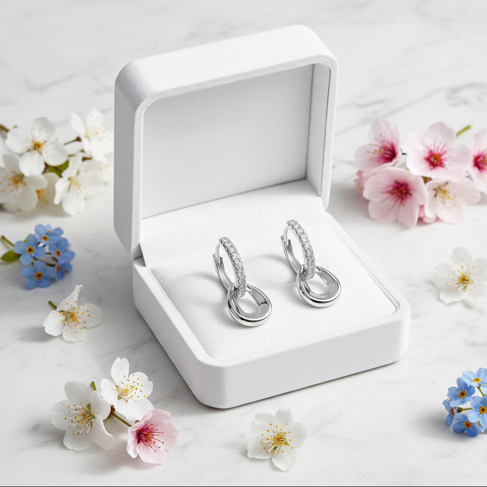 Italian Waterdrop Design Micro Inlaid Moissanite Diamond Earrings set in 18K Gold Plated 925 Silver