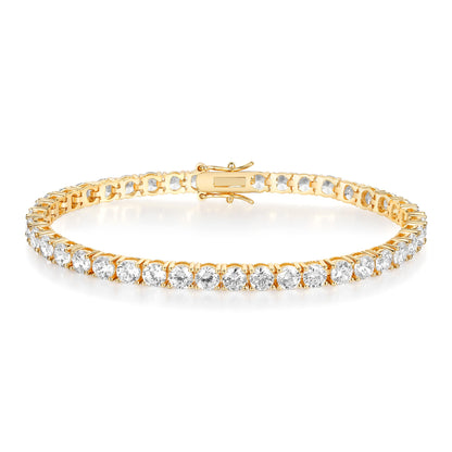 French Full Pavé (2mm) Natural Zircon Gemstone Tennis Bracelet set in 18K Gold Plating Capella Jewellery