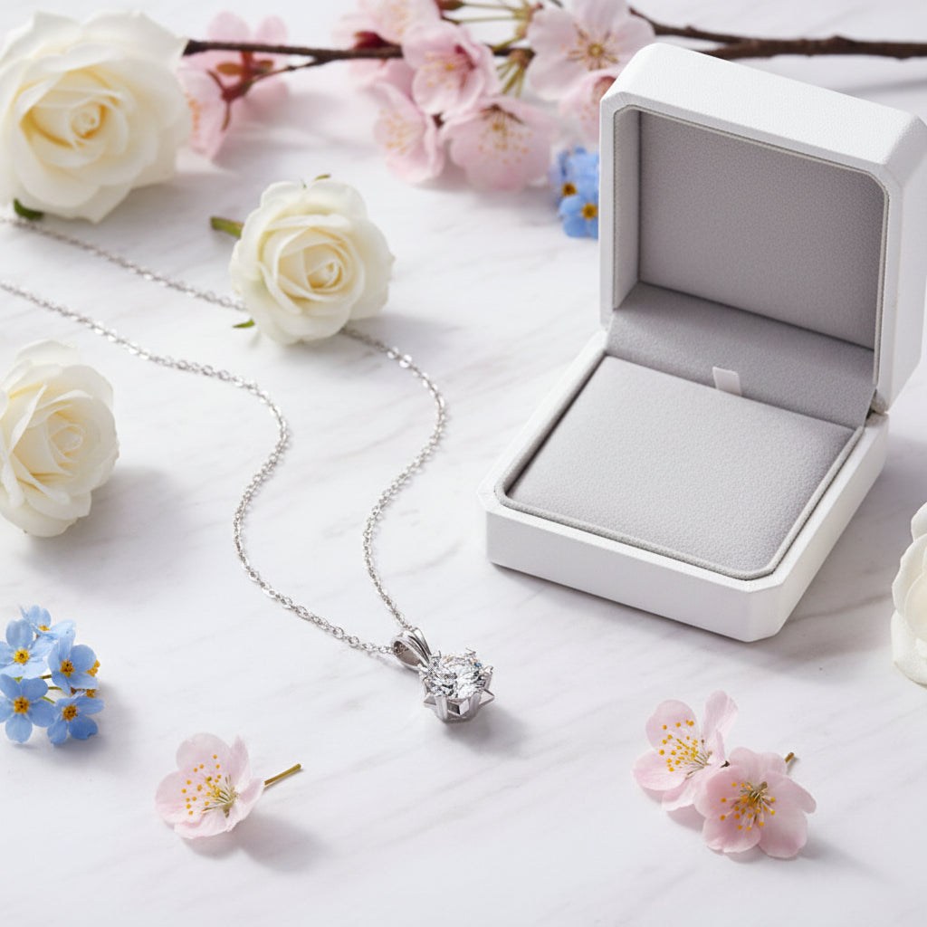 European Shining Star Design 1 Carat Moissanite Diamond Pendant set in 925 Silver (GRA)