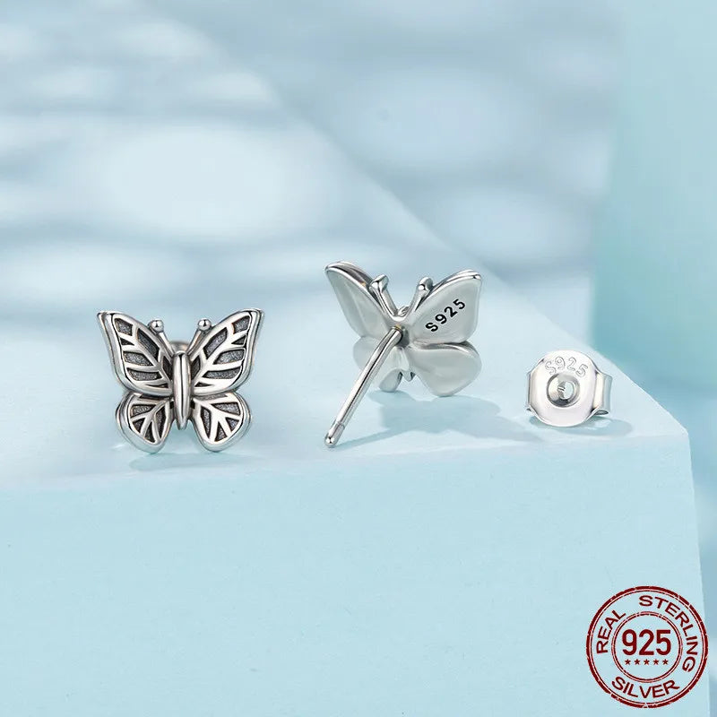 Japanese Inspired Antique Retro Ziyun Butterfly Motif Earrings set in 925 Sterling Silver Capella Jewellery
