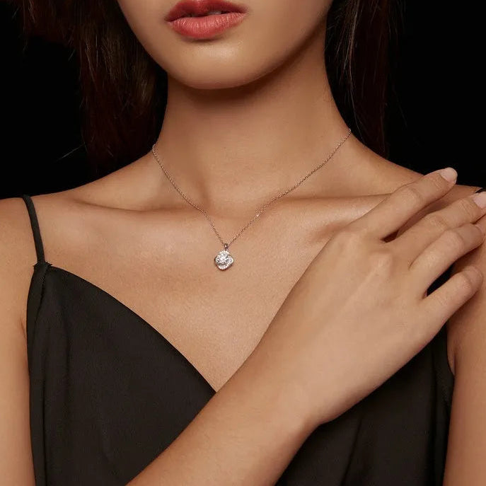 Galaxy 1 Carat Moissanite Diamond Necklace set in 18K White Gold 925 Sterling Silver (GRA)