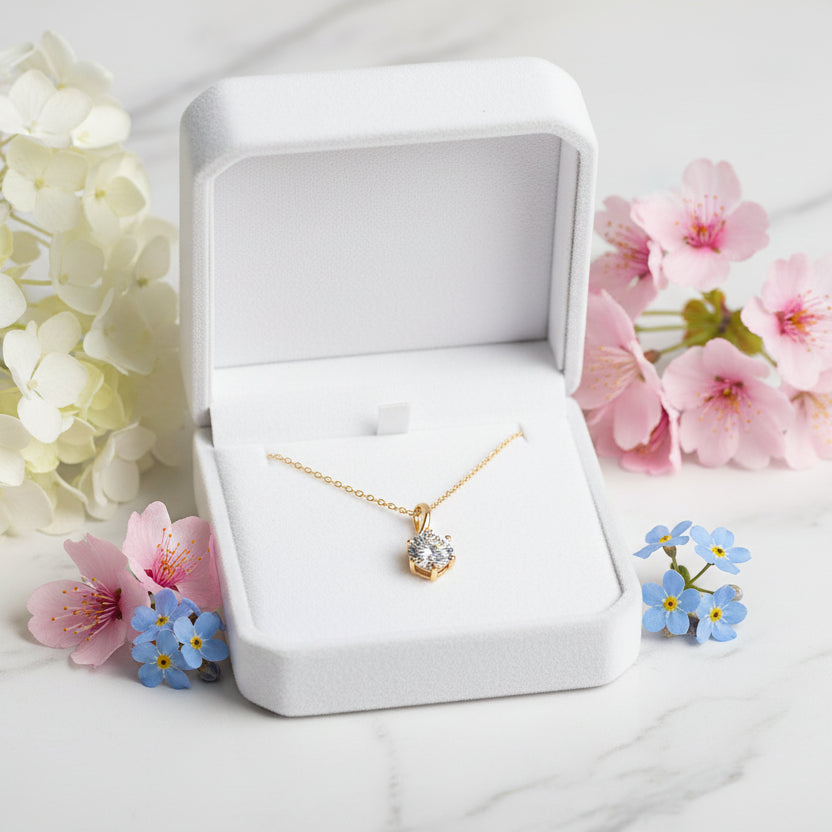 Infinity Six-Claw 1 Carat Moissanite Diamond Pendent set in 18K Gold Plated 925 Silver (GRA)