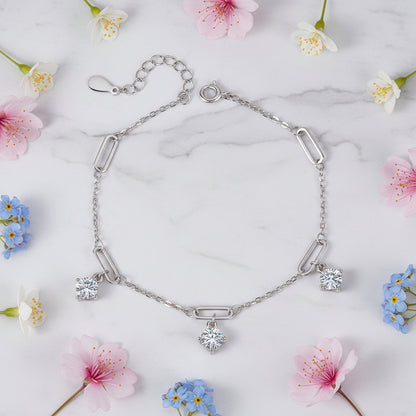 Korean Style Niche Design 1.5 Carat Moissanite Bracelet set in Platinum Gold 925 Silver (GRA) Capella Jewellery