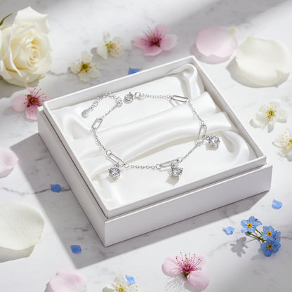 Korean Style Niche Design 1.5 Carat Moissanite Bracelet set in Platinum Gold 925 Silver (GRA) Capella Jewellery