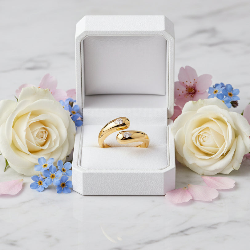 Elegant French Design 0.6 Carat Moissanite Diamond Ring set in 18K Gold Plated 925 Silver (GRA)