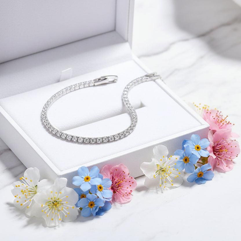 French Design Full Pavé Natural Zircon Gemstone Bracelet set in 18K Gold Plated 925 Silver
