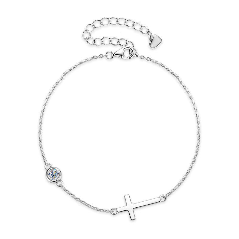 Holy Cross 0.3 Ct Moissanite Diamond Bracelet set in 18k Gold Plated 925 Sterling Silver (GRA)