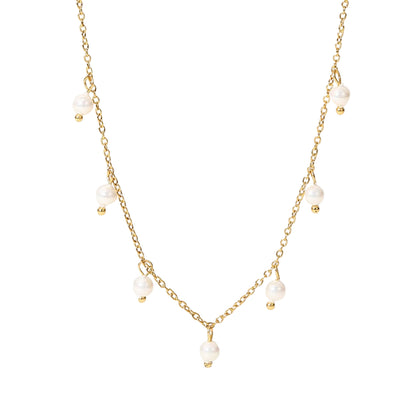 Elegant Italian Design Imitation Pearl Tassel Necklace set in 18K Gold Plating Capella Jewellery