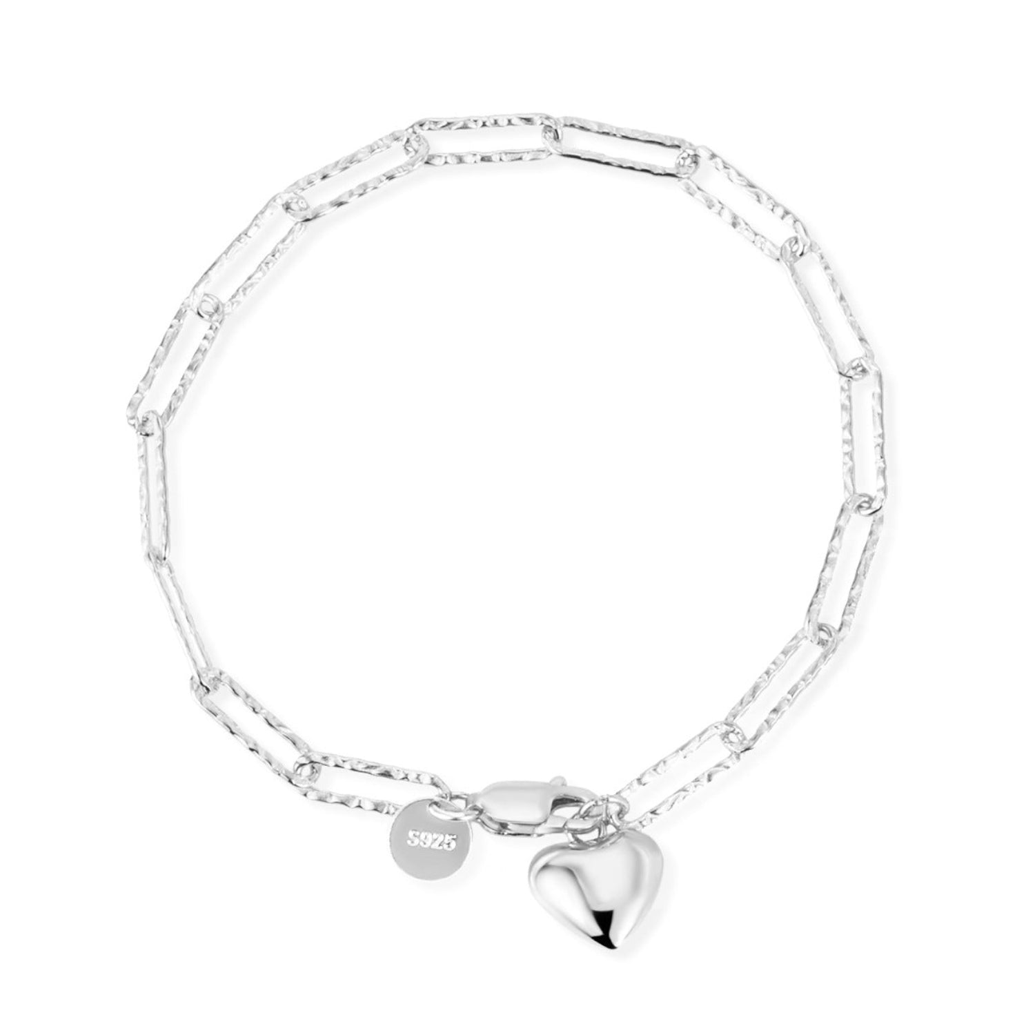 Beautiful Heart Paper Clip Design Bracelet set in 18K Gold Plated 925 Sterling Silver