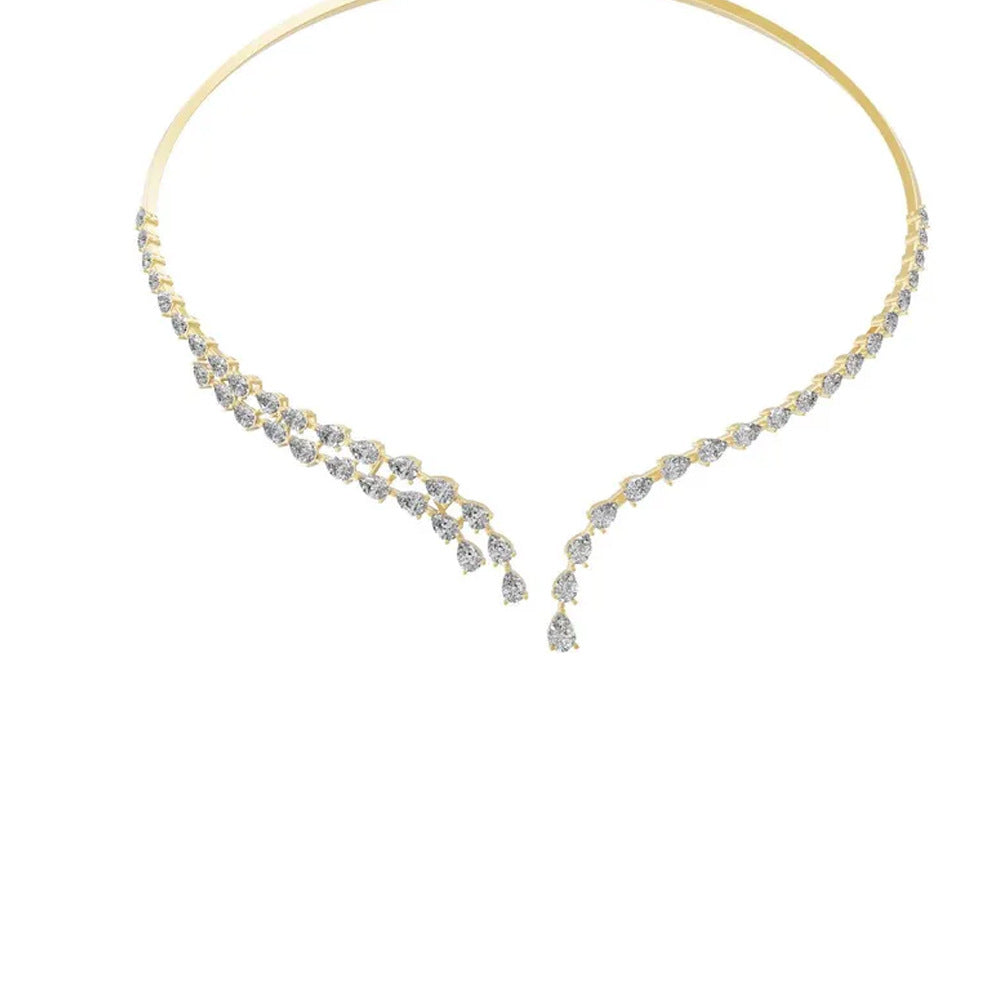 Zircon Crystal Geometric Multi-layer Open Necklace