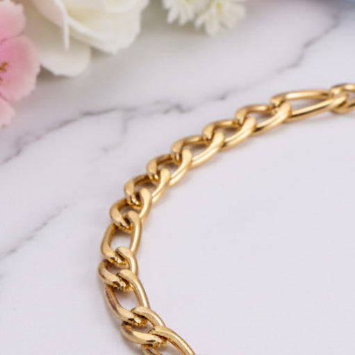 Vintage European Ladies Fashion Curb Chain Bracelet and Anklet set in 18K Gold Plating Capella Jewellery