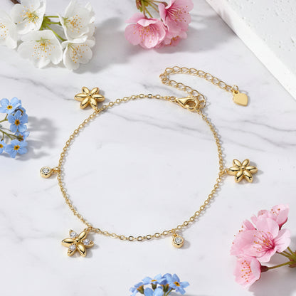 Little Summer Flowers Moissanite Bracelet set in Platinum Plated 925 Silver (GRA) Capella Jewellery