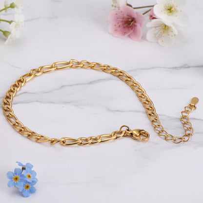 Vintage European Ladies Fashion Curb Chain Bracelet and Anklet set in 18K Gold Plating Capella Jewellery