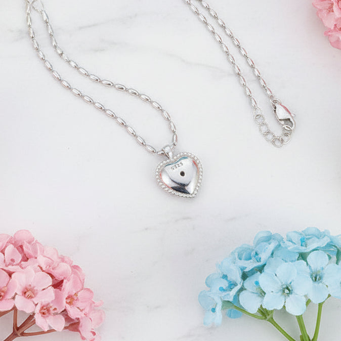 Sweet Heart Natural Zircon Crystal Pendant set in Platinum Plated 925 Sterling Silver