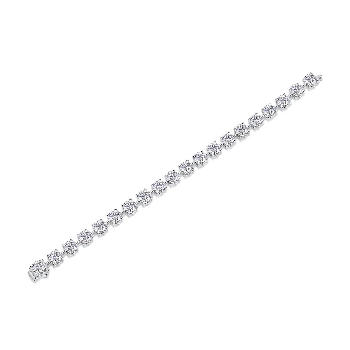 French Time Bracelet Row Of 1 Carat Moissanite set in 18K White Gold Plated 925 Silver (GRA) Capella Jewellery
