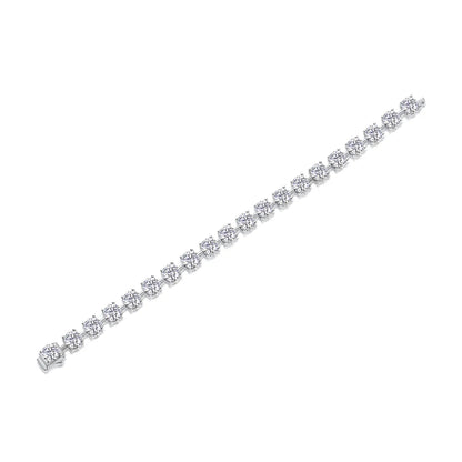 French Time Bracelet Row Of 1 Carat Moissanite set in 18K White Gold Plated 925 Silver (GRA) Capella Jewellery