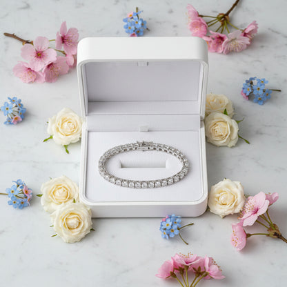 Italian Tennis Bracelet Full 0.5 Carat Moissanite set 18K White Gold Plated 925 Silver (GRA) Capella Jewellery