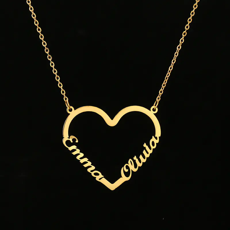 Custom Heart Name Necklace with English Letters