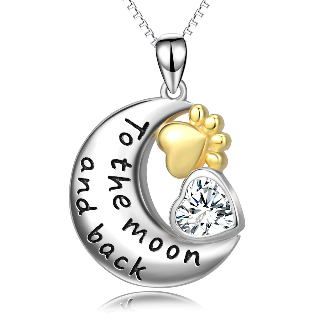Personalized Engraved Pendant with Gold Plated Dog Paw Necklace