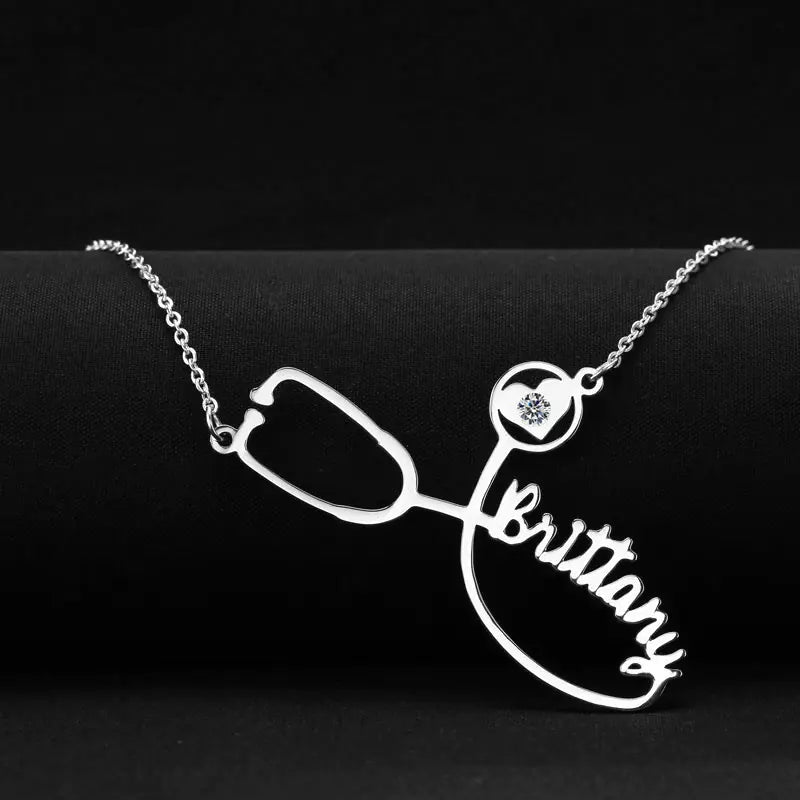 Personalized Stainless Steel Stethoscope Name Necklace