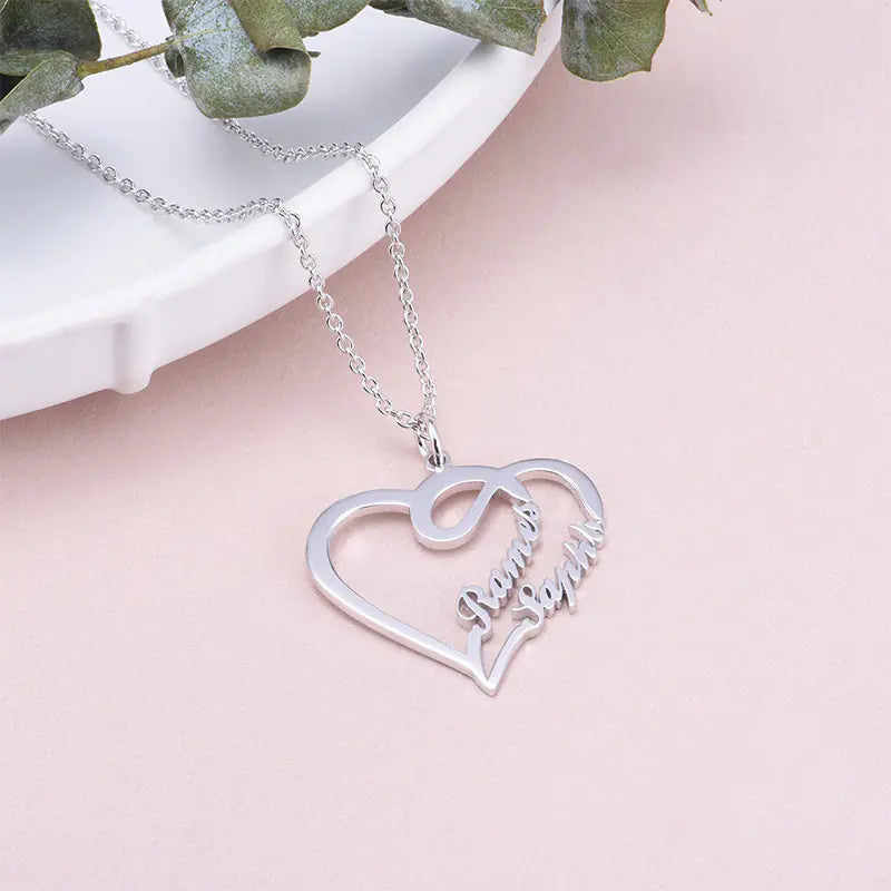 Personalized Heart Shaped Letter Necklace in 925 Silver