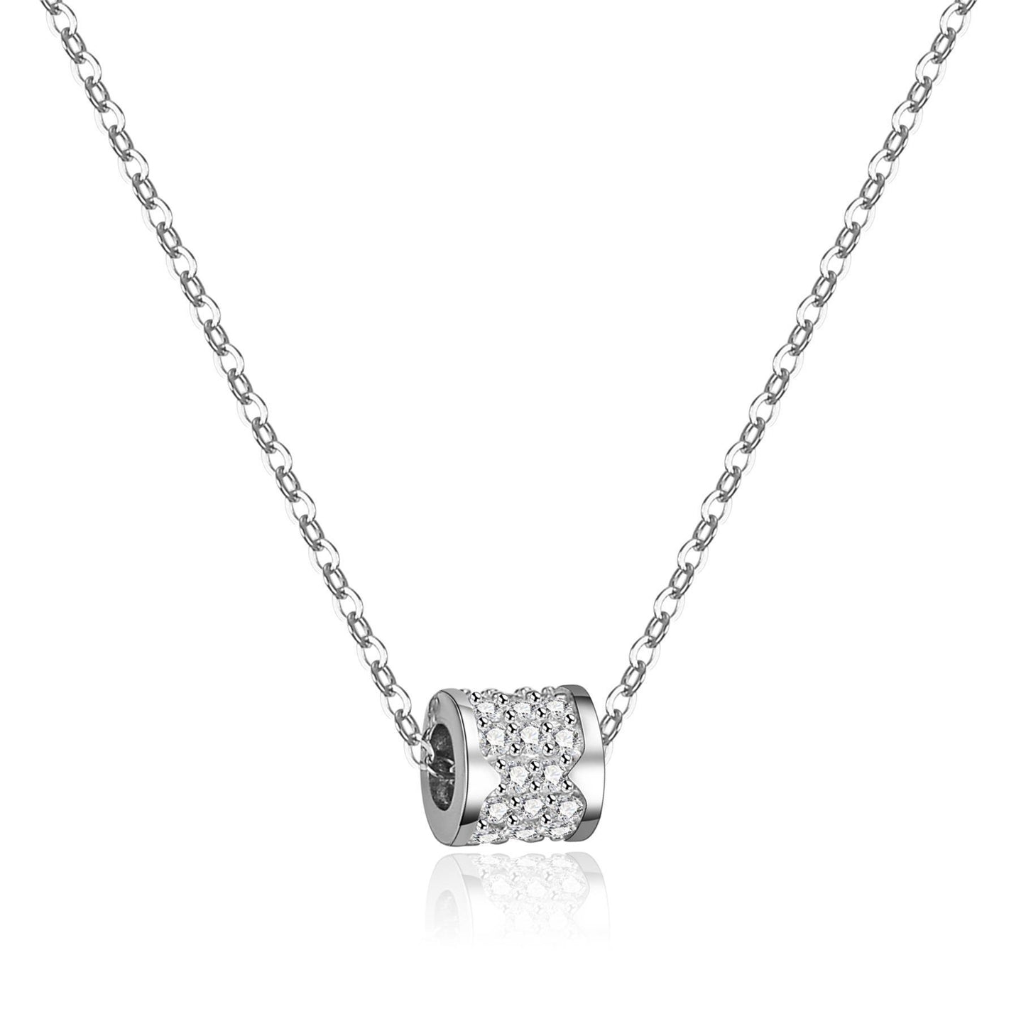 Korean Lucky Waist Micro Inlay 1 Carat Moissanite Necklace set in Platinum Plated 925 Silver (GRA) Capella Jewellery