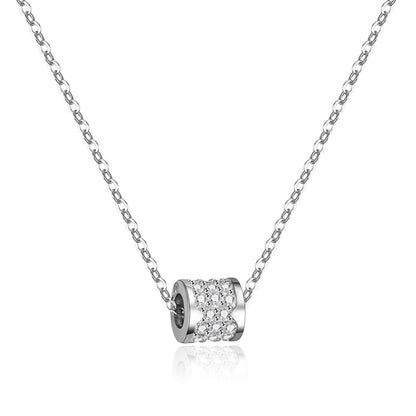 Korean Lucky Waist Micro Inlay 1 Carat Moissanite Necklace set in Platinum Plated 925 Silver (GRA) Capella Jewellery