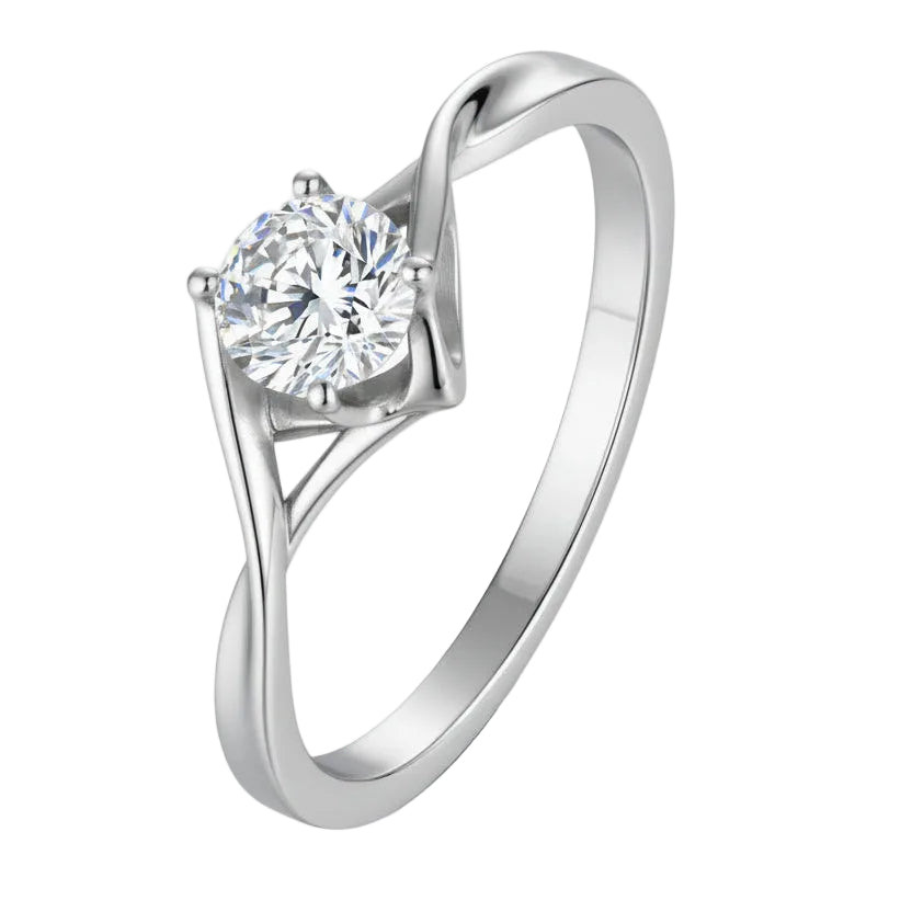 Italian Marquise Accent 0.5 Carat Moissanite Diamond Ring set in 18K White Gold plated 925 Silver (GRA)
