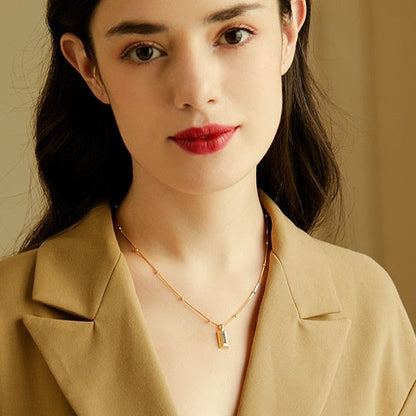 Classic Gold Bar Design Pendant set in 18K Gold Plated 925 Sterling Silver Necklace Capella Jewellery