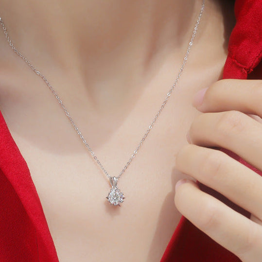 European Shining Star Design 1 Carat Moissanite Diamond Pendant set in 925 Silver (GRA)