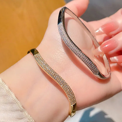 Fashionable Italian Wave Micro Inlaid Natural Zircon Gemstone Bracelet set in 18K Gold Plating Capella Jewellery