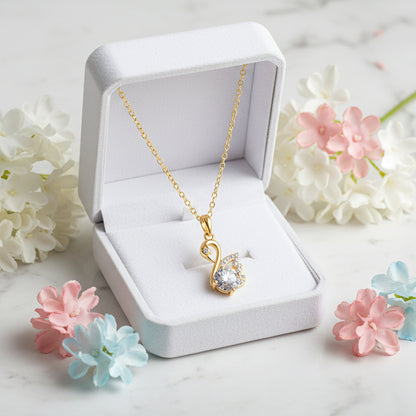 Elegant Swan 1 Carat Moissanite Necklace set in 18K White Gold Plated 925 Silver (GRA) Capella Jewellery