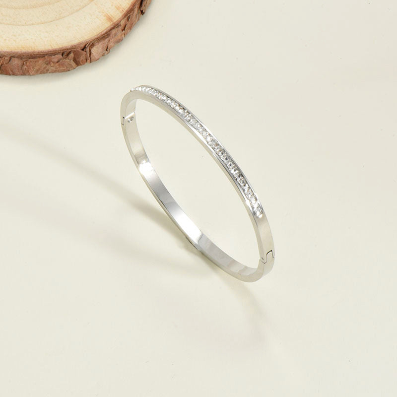 18K Gold Plated Bracelet with Diamond in Beautiful Geometric Korean Style