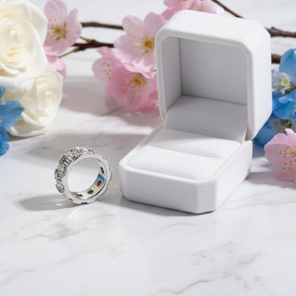 Roman Column Italian Inspired Design 1 Carat Moissanite Ring set in Platinum Plated 925 Silver (GRA) Capella Jewellery