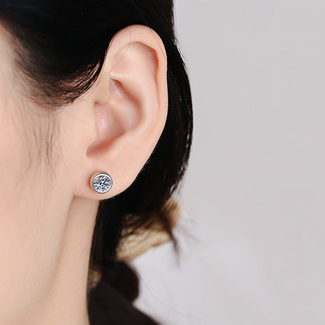 European Round Design 2 Carat Moissanite Diamond Earrings set in 925 Sterling Silver (GRA)