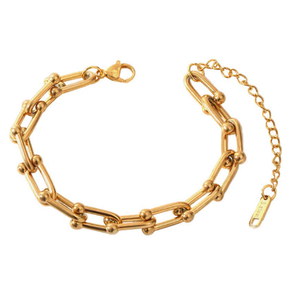 Modern European Inspired Fashion U-Link Chain Bracelet set in 18K Gold Plating Capella Jewellery