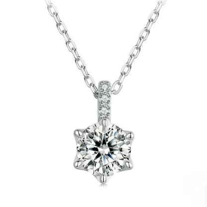 Shinning Star Six-Claw 1 Carat Moissanite Pendant in Platinum Plated 925 Silver (GRA) Capella Jewellery