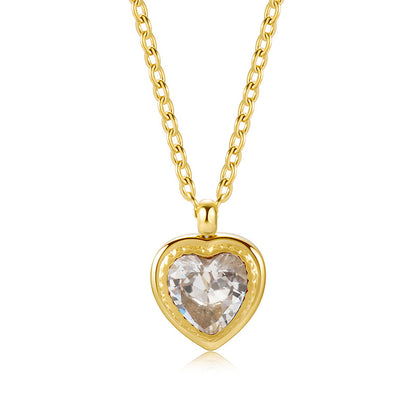 Vintage European Jacinth Peach Heart Natural Zircon Gemstone Necklace set in 18K Gold Plating Capella Jewellery