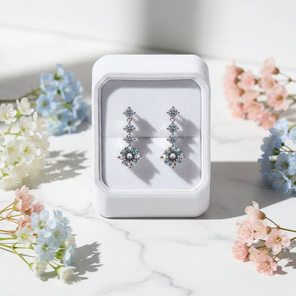 Italian Inspired Cascade Drops 2 Carat Moissanite Earrings set in Platinum Plated 925 Silver (GRA) Capella Reya pic 3