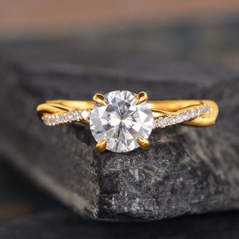 18K Gold Plated American Inspired Zircon Diamond Ring