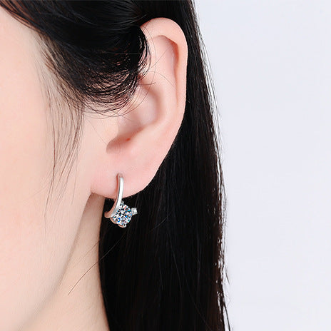 European Modern Design 2 Carat Moissanite Diamond Earrings set in 925 Silver (GRA)
