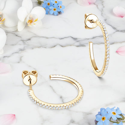 European Inspired Half Circle 0.4 Carat Moissanite Earrings set in 18K Gold Plated 925 Silver (GRA) Capella Reya pic 4