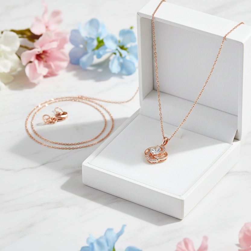 Lucky Charm 1 Carat Natural Zircon Charm Necklace set in 18K Gold plated 925 Silver