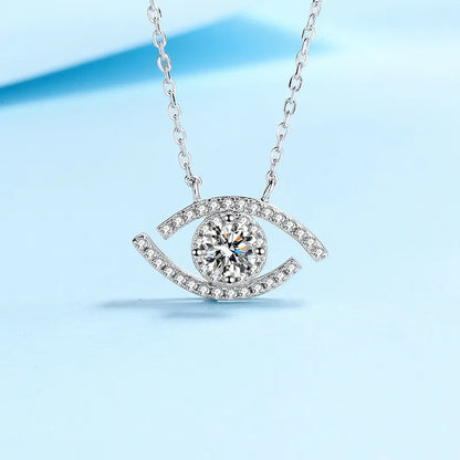 Sparkling Eye Design 0.5 Carat Moissanite Pendant set in Platinum Plated 925 Silver (GRA) Capella Jewellery
