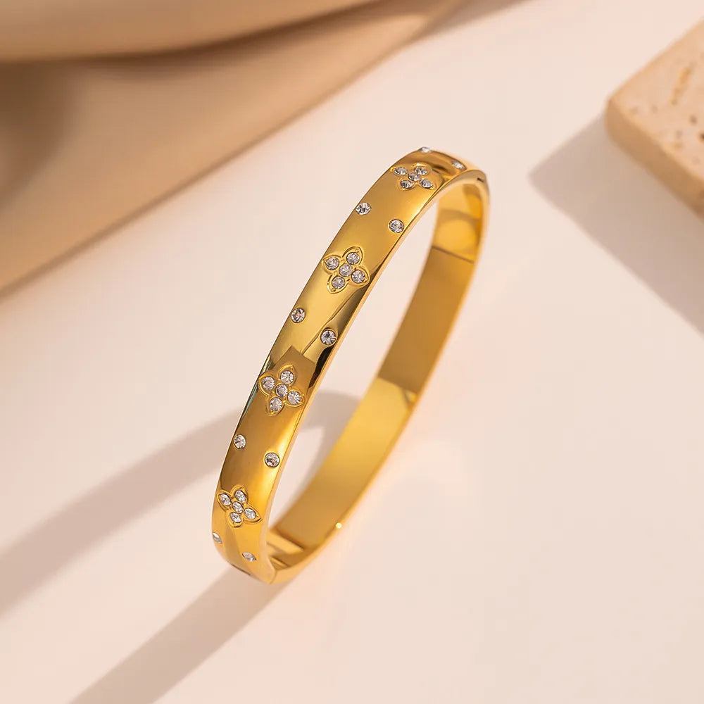 Classic European Inspired Micro Inlaid Natural Zircon Gemstone Bracelet set in 18K Gold Plating Capella Jewellery
